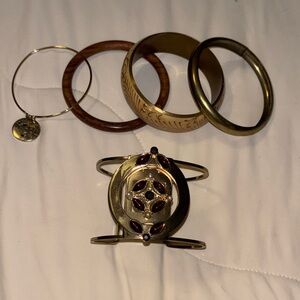 Gold and Brown Bangle Bracelet Set
